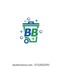 Papelera y letra BB logotipo o diseño de icono