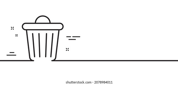 Icono de línea de papelera de papelera. Basura, señal de desperdicio. Borrar, eliminar símbolo. Fondo mínimo de la ilustración de línea. Banner de patrón de icono de línea de la papelera. Concepto de plantilla web blanca. Vector