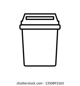Trash bin line icon Kitchen garbage basket outline