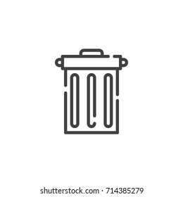 Trash bin line icon, outline vector sign, linear style pictogram isolated on white. Symbol, logo illustration. Editable stroke