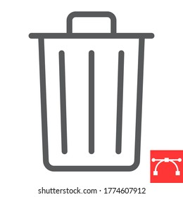 Trash bin line icon, ui and button, delete sign vector graphics, editable stroke linear icon, eps 10