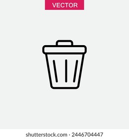 Trash bin line simple icon, Delete symbol, logo flat liner illustration on white background..eps