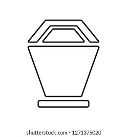 Trash Bin Linear Icon in Monochrome with Flat Design