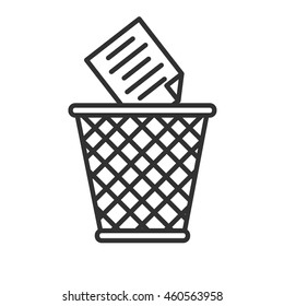 trash bin linear icon. Thin line design