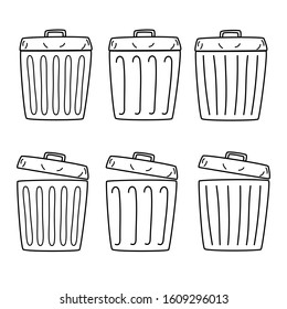 Trash Bin Linear service recycling icon. Recyclable waste New waste processing Waste bins. Illustration Curve symbol Drawing Isolated Sketch Vector