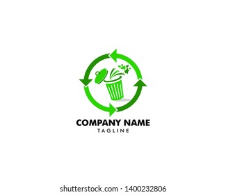 Trash bin logo design template vector