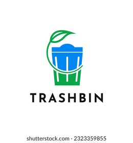 Design-Vorlage für Trash-bin-Logos mit Blatt