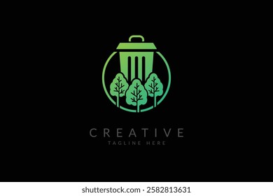 Trash bin logo design vector illustration.