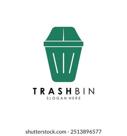 Trash Bin Logo Flat Design in Vector Style