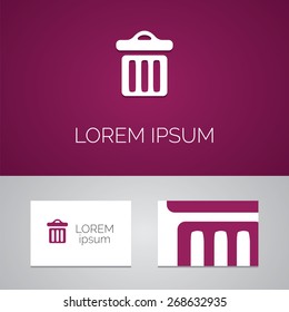 trash bin logo template icon design elements with business card  