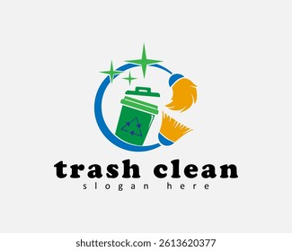 trash bin logo vector concept cleaner for company