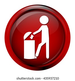 Trash bin with man icon, symbol vector illustration
