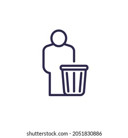 trash bin and a man line icon