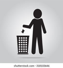 Trash bin with man symbol vector illustration