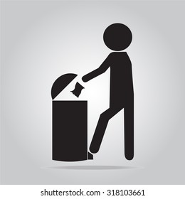 Trash bin with man symbol vector illustration