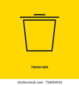 Trash bin mini line, icon, background and graphic. The icon is black and yellow, linear flat, vector, pixel perfect, minimal, suitable for web and print.