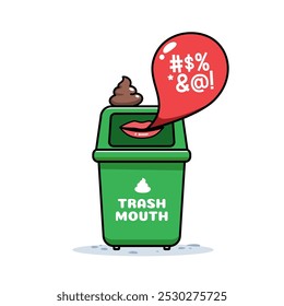 Trash Bin with a Mouth and Angry Speech Bubble