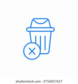 Vector de letrero de icono no reciclable de papelera