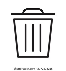 Trash Bin Office Icon vector Line on white background image for web, presentation, logo, Icon Symbol. 