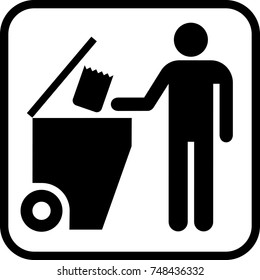 Trash bin on a wheels or Garbage bin on a wheels vector icon illustration.