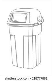 Trash bin on white background