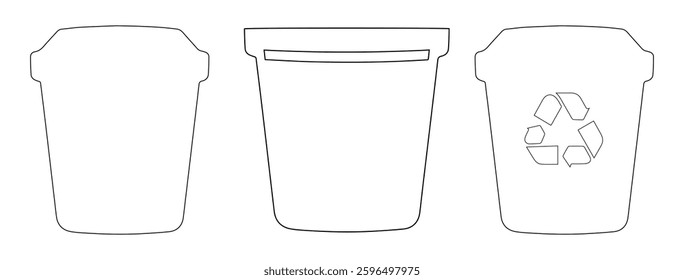 Trash Bin Outline Against White Background
