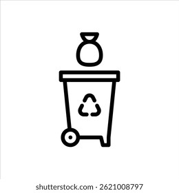 trash bin outline icon. garbage black line illustration.
