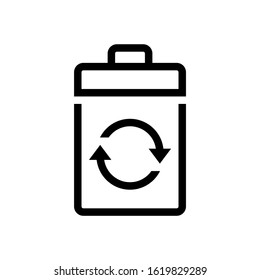 Trash bin outline icon on white background.