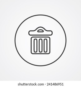 trash bin outline thin symbol, dark on white background, logo editable, creative template 