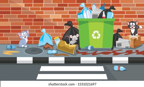 Trash Bin Overloaded In Street