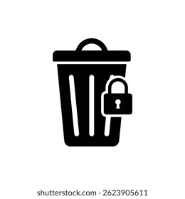 Trash Bin with Padlock Icon for Secure Disposal Black Filled
