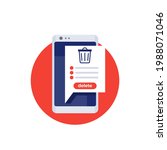 Trash bin in a phone, delete files vector icon