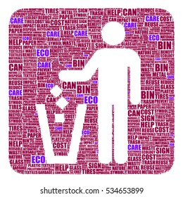 trash bin pictogram vector tag cloud illustration