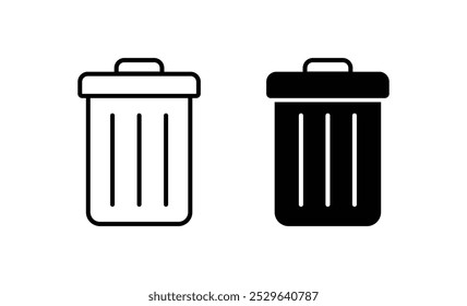 Trash bin or recycle, delete, remove icon vector. Dust bin or rubbish bin or dump place sign silhouette. Throw away, rubbish, garbage, litter, clean environment, recycling, recycle symbol label logo.