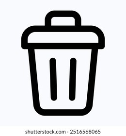 Trash Bin, Recycle Bin Icon. Dust Bin, Garbage Symbol, Isolated Lineal Vector Icon.