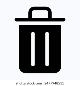 Trash Bin, Recycle Bin Icon. Isolated Silhouette Vector Icon.