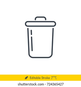 Trash Bin (Recycle Bin) Icon / Vector - In Line / Stroke Design with Editable Stroke