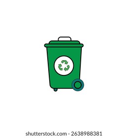 Trash bin with recycle symbol