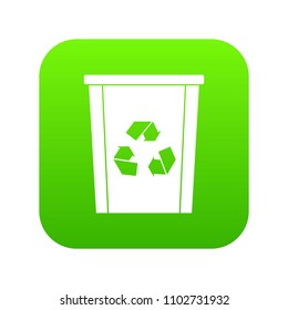 Trash bin with recycle symbol icon digital green for any design isolated on white vector illustration