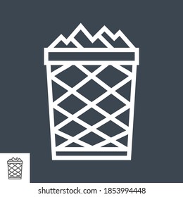 Trash Bin related vector glyph icon isolated on black background. Vector illustration.