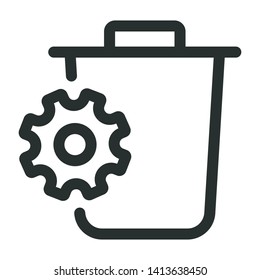 trash bin setting - minimal line web icon. simple vector illustration. concept for infographic, website or app.