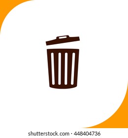 Trash bin sign. Brown icon on white background