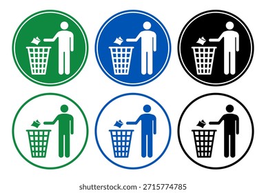 Etiqueta engomada de la etiqueta de la muestra del cubo de basura para el diseño aislado del Vector del Paquete del grupo del sistema del pictograma