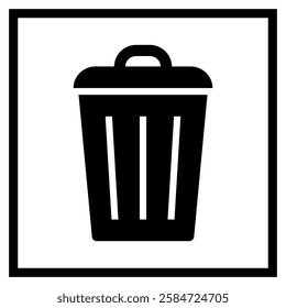 Trash bin sign. Rubbish can icon. Garbage can label. Throw the rubbish in the bin sign. 