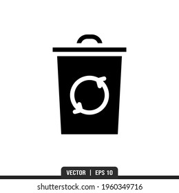 Trash Bin Silhouette icon vector, illustration logo template in trendy style. Suitable for many purposes.