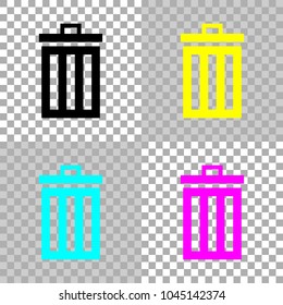 trash bin. simple icon. Colored set of cmyk icons on transparent background