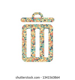 trash bin. simple icon. Colored mosaic with polygons