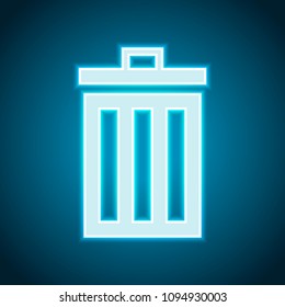 trash bin. simple icon. Neon style. Light decoration icon. Bright electric symbol