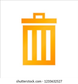trash bin. simple icon. Orange sign with low light on white background