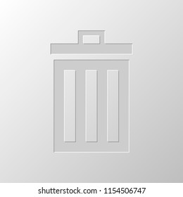 trash bin. simple icon. Paper design. Cutted symbol. Pitted style